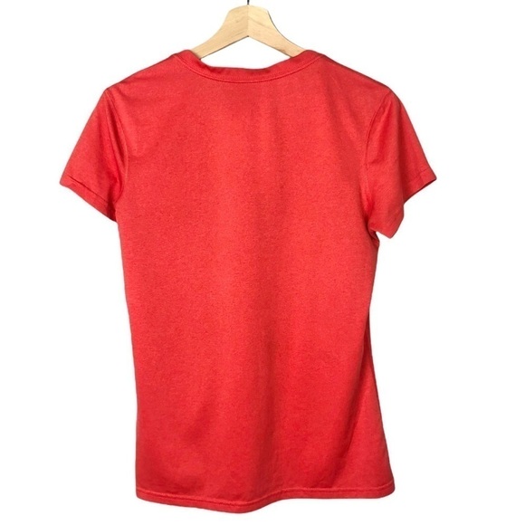 Nike Dri-Fit Red V-Neck Short Sleeve Athletic Running Top M - Picture 3 of 4
